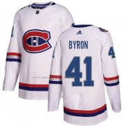 Maglia Hockey Montreal Canadiens Paul Byron Autentico 2017 100 Classic Bianco