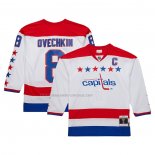 Maglia Hockey Washington Capitals Alexander Ovechkin Mitchell & Ness 2012-13 Alternato Captain Blu Line Bianco