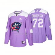 Maglia Hockey Columbus Blue Jackets Sergei Bobrovsky Autentico 2018 Fights Cancer Viola